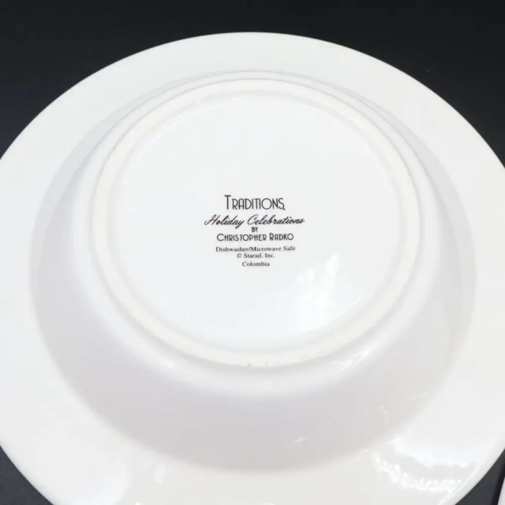 2 Christopher Radko Traditions Holiday Celebrations Rimmed Soup Bowls
